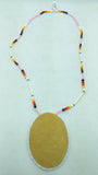 Native American Medallion HAND BEADED Necklace Shoshone Bannock TRIBE Stick Game ID Pink