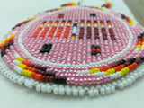 Native American Medallion HAND BEADED Necklace Shoshone Bannock TRIBE Stick Game ID Pink