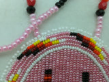 Native American Medallion HAND BEADED Necklace Shoshone Bannock TRIBE Stick Game ID Pink