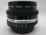 Lens Nikon Series E 50mm F1.8 Pancake Japan 52mm Hoya Filter Camera cap
