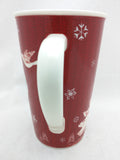Holiday 2008 Starbucks Coffee 16 oz Mug Red Snowflakes Tree Deer