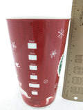 Holiday 2008 Starbucks Coffee 16 oz Mug Red Snowflakes Tree Deer