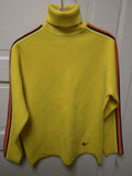 L Ski Doo Yellow Turtleneck Sweater British Crown Hong Kong VTG Snowmobile Sport Orange Black