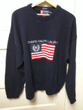 XL USA Flag Ralph Lauren Chaps Spell Out Knit Pullover Crewneck Sweater 90s VTG