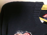 XL USA Flag Ralph Lauren Chaps Spell Out Knit Pullover Crewneck Sweater 90s VTG