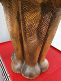 Log 24X21" Elephant 3 Head Carved Art Table Wood Carving African Spirit Animal Wooden