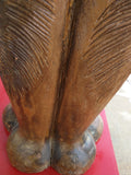 Log 24X21" Elephant 3 Head Carved Art Table Wood Carving African Spirit Animal Wooden