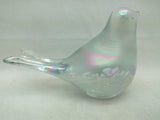 Silvestri Paperweight Glass Snow Figurine Bird Hand Blown Iridescent Fumed Clear Vintage
