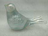 Silvestri Paperweight Glass Snow Figurine Bird Hand Blown Iridescent Fumed Clear Vintage