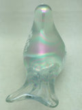 Silvestri Paperweight Glass Snow Figurine Bird Hand Blown Iridescent Fumed Clear Vintage