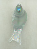 Silvestri Paperweight Glass Snow Figurine Bird Hand Blown Iridescent Fumed Clear Vintage