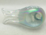 Silvestri Paperweight Glass Snow Figurine Bird Hand Blown Iridescent Fumed Clear Vintage