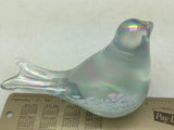Silvestri Paperweight Glass Snow Figurine Bird Hand Blown Iridescent Fumed Clear Vintage