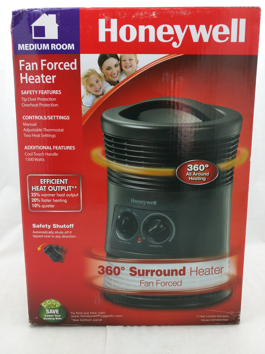 New 1500W Honeywell Manual 360 Degree Surround Heater Black Fan Forced –  Pocatello Market
