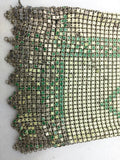 Mesh Enamel Coin Purse Flapper Chainmail Yellow Green Art Deco VTG