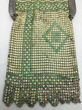 Mesh Enamel Coin Purse Flapper Chainmail Yellow Green Art Deco VTG