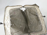 Mesh Enamel Coin Purse Flapper Chainmail Yellow Green Art Deco VTG