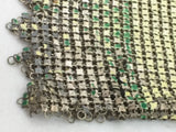 Mesh Enamel Coin Purse Flapper Chainmail Yellow Green Art Deco VTG