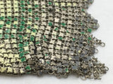 Mesh Enamel Coin Purse Flapper Chainmail Yellow Green Art Deco VTG