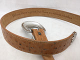 36 Ariat Belt Ostrich Print Leather Western Silver Tone Tip Buckle