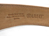 36 Ariat Belt Ostrich Print Leather Western Silver Tone Tip Buckle