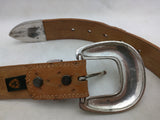 36 Ariat Belt Ostrich Print Leather Western Silver Tone Tip Buckle