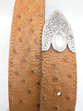 36 Ariat Belt Ostrich Print Leather Western Silver Tone Tip Buckle