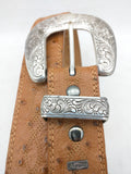 36 Ariat Belt Ostrich Print Leather Western Silver Tone Tip Buckle