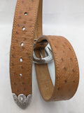 36 Ariat Belt Ostrich Print Leather Western Silver Tone Tip Buckle