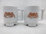 2 Crab Mug Frankoma White Pottery Terra Cotta Beach Seafood Cup C1