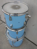 3 Blue Drum Set AS-IS Painted Wood Wooden CB Remo