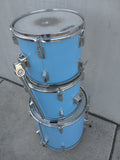 3 Blue Drum Set AS-IS Painted Wood Wooden CB Remo