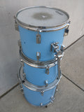 3 Blue Drum Set AS-IS Painted Wood Wooden CB Remo