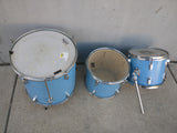 3 Blue Drum Set AS-IS Painted Wood Wooden CB Remo