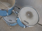 3 Blue Drum Set AS-IS Painted Wood Wooden CB Remo