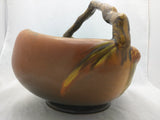 Roseville Pinecone Basket Brown Silver Foil Label Sticker Early Pottery 339