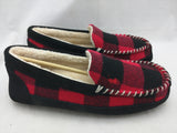 NEW 9 Slipper Plaid RALPH LAUREN POLO Men Red Black Hunter Check Suede Trim Cali House