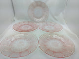 5 JEANETTE 9" PINK CHERRY BLOSSOM LARGE DINNER PLATES DEPRESSION GLASS Set