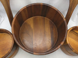 7 pcs Set Teak Mid Century Monkey Pod Wooden Salad Bowl Thailand