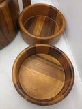 7 pcs Set Teak Mid Century Monkey Pod Wooden Salad Bowl Thailand