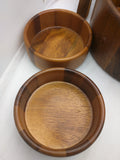 7 pcs Set Teak Mid Century Monkey Pod Wooden Salad Bowl Thailand