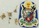 10K Gold Gavel Ionian Guard Knight Patch Fraternal Seed Pin LGB Intercollegiate Knights Fraternity Iona Idaho ? Service Sacrifice Loyalty Blue Vintage