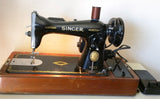 15J Singer Bentwood Wood Dome Case Sewing Machine 160809 Working