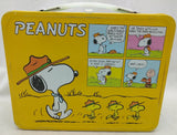 1965 Peanuts Metal Lunch Box 80s Re-Issue Lunchbox Snoopy Charlie Brown School NO THERMOS Yellow