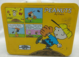 1965 Peanuts Metal Lunch Box 80s Re-Issue Lunchbox Snoopy Charlie Brown School NO THERMOS Yellow