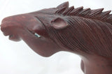 Chinese Horse Carving Wood Glass Eyes Wooden 1946 Stand Vintage Wang Mu Huang