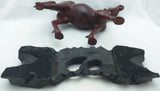 Chinese Horse Carving Wood Glass Eyes Wooden 1946 Stand Vintage Wang Mu Huang