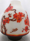 Emile Galle STYLE Cut Cameo Art Glass Vase Vintage Cherry Blossom Signed