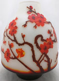 Emile Galle STYLE Cut Cameo Art Glass Vase Vintage Cherry Blossom Signed