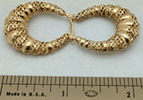 14k Chunky Reticulated HOOP EARRINGS MICHAEL ANTHONY 3.3 grams Israel 1 1/8" Shrimp Design